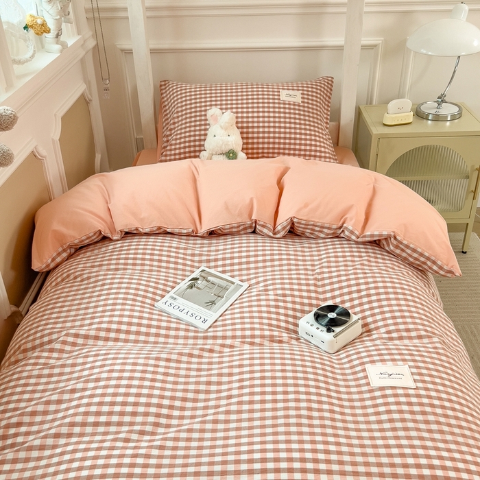 91家纺网 家纺一手货源 找家纺 宝士康家纺 2025新款亲肤水洗棉学生床笠款六件套 玉小格