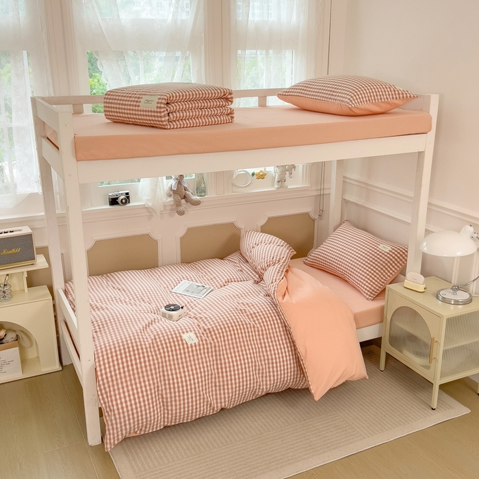 91家纺网 家纺一手货源 找家纺 宝士康家纺 2025新款亲肤水洗棉学生床笠款六件套 玉小格