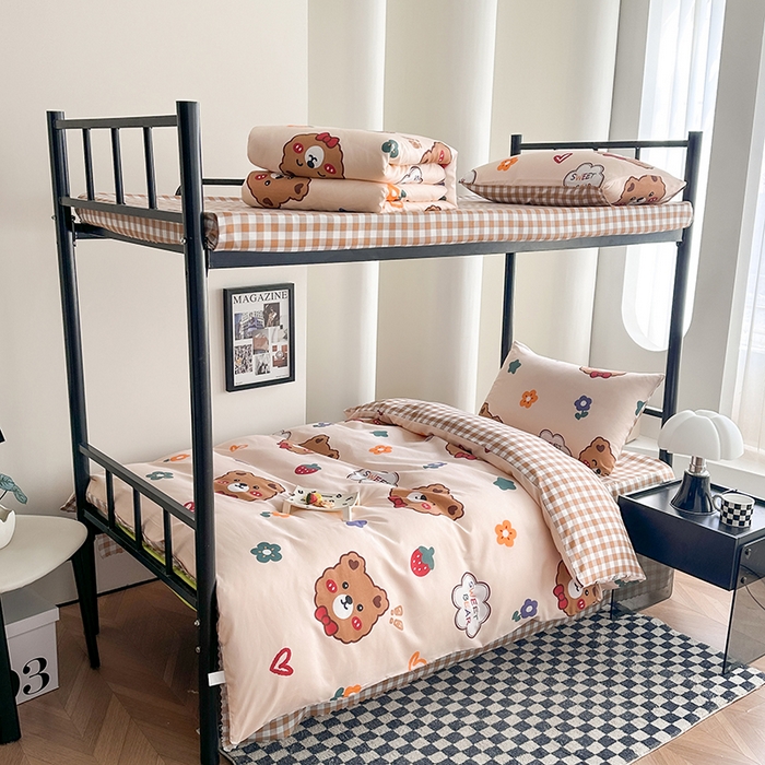 91家纺网 家纺一手货源 找家纺 （总）2025水洗棉印花学生宿舍六件套 羽丝绒床垫床单款六件套