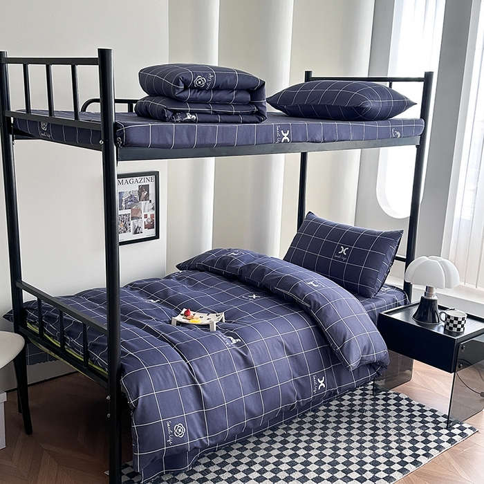 91家纺网 家纺一手货源 找家纺 （总）2025水洗棉印花学生宿舍六件套 羽丝绒床垫床单款六件套