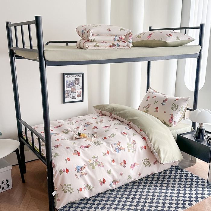 91家纺网 家纺一手货源 找家纺 （总）2025水洗棉印花学生宿舍六件套 羽丝绒床垫床单款六件套