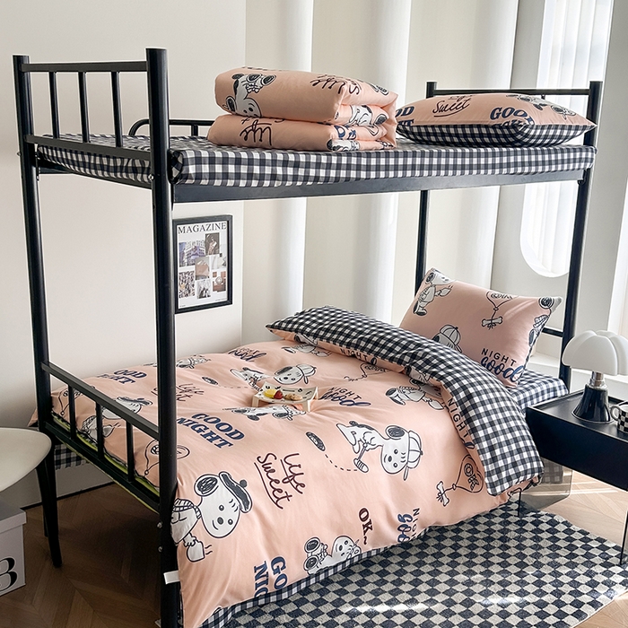 91家纺网 家纺一手货源 找家纺 （总）2025水洗棉印花学生宿舍六件套 羽丝绒床垫床单款六件套