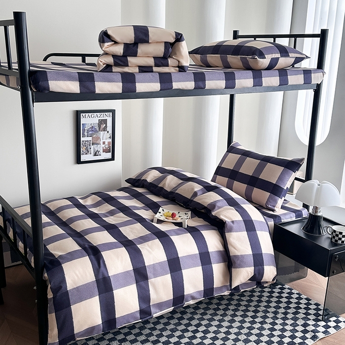 91家纺网 家纺一手货源 找家纺 （总）2025水洗棉印花学生宿舍六件套 羽丝绒床垫床单款六件套