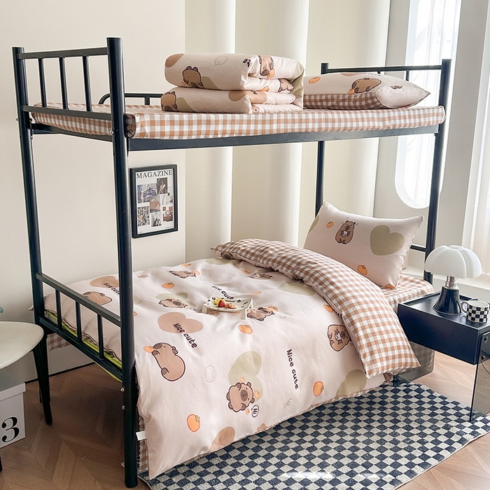 91家纺网 家纺一手货源 找家纺 （总）2025水洗棉印花学生宿舍六件套 羽丝绒床垫床单款六件套