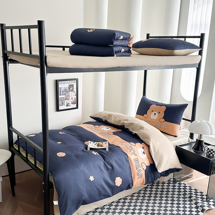 91家纺网 家纺一手货源 找家纺 （总）2025水洗棉印花学生宿舍六件套 羽丝绒床垫床单款六件套