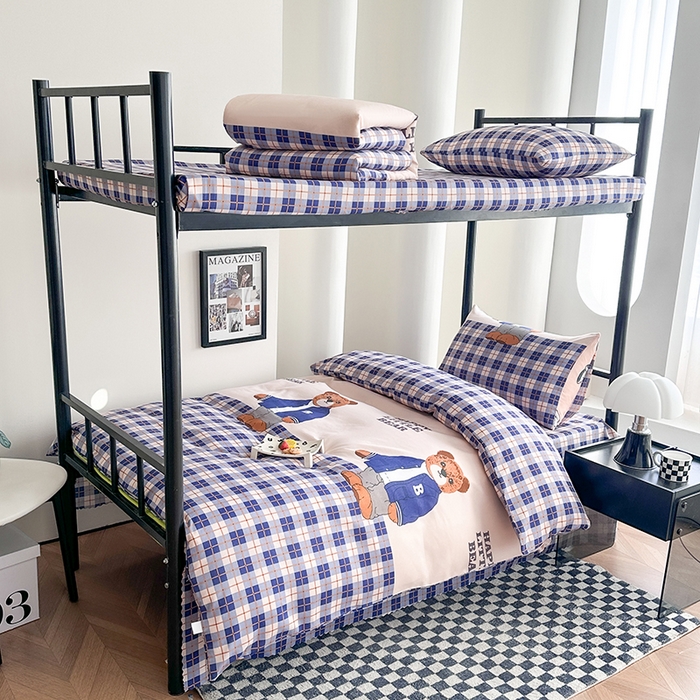 91家纺网 家纺一手货源 找家纺 （总）2025水洗棉印花学生宿舍六件套 羽丝绒床垫床单款六件套