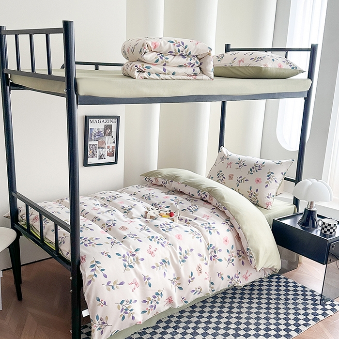 91家纺网 家纺一手货源 找家纺 （总）2025水洗棉印花学生宿舍六件套 羽丝绒床垫床单款六件套