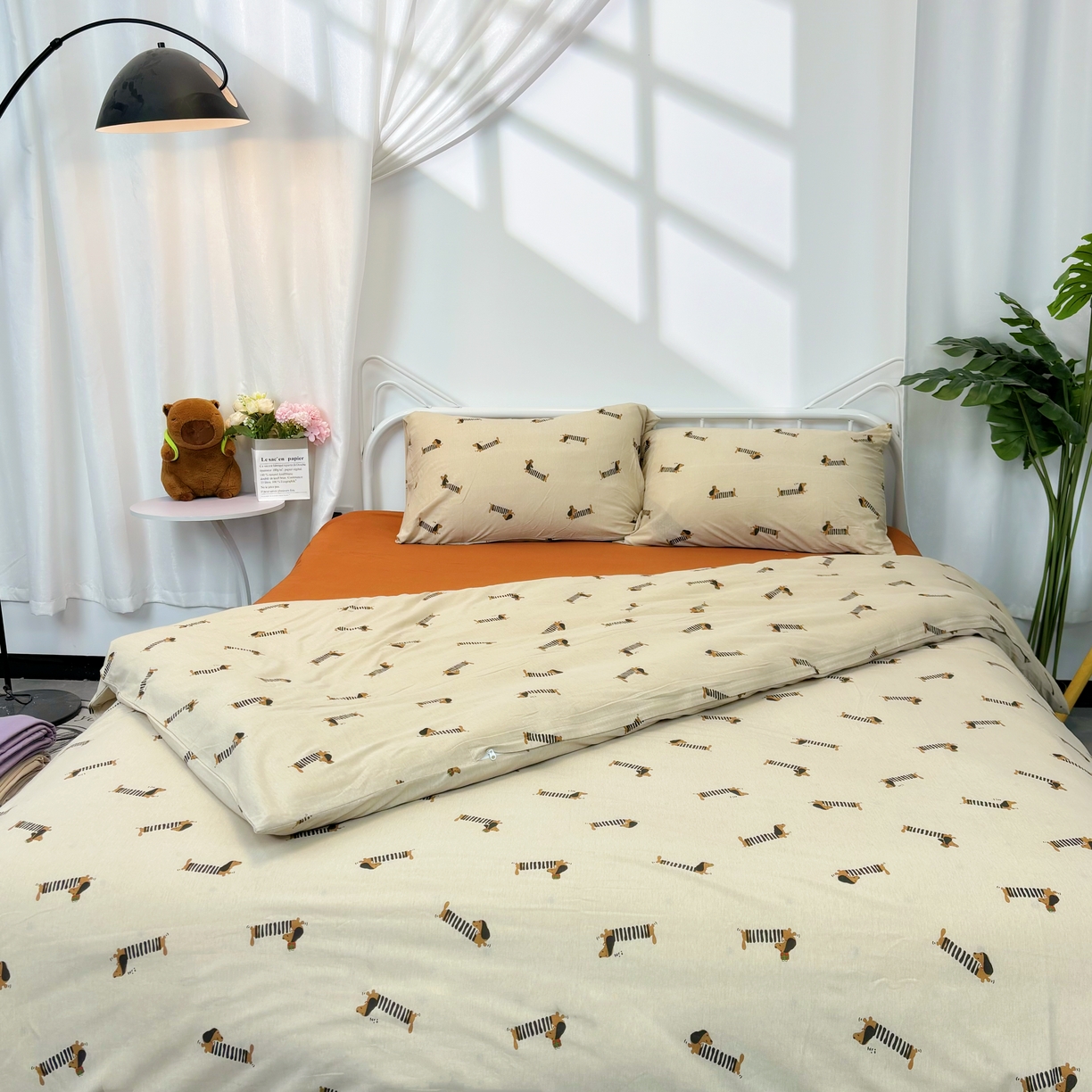 91家纺网 家纺一手货源 找家纺 博尔菲 2025新款全棉针织棉四件套 弹簧狗