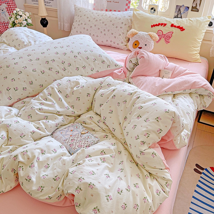 91家纺网 家纺一手货源 找家纺 （总）布可家纺 2025新款小清新卡通时尚印花水洗棉四件套