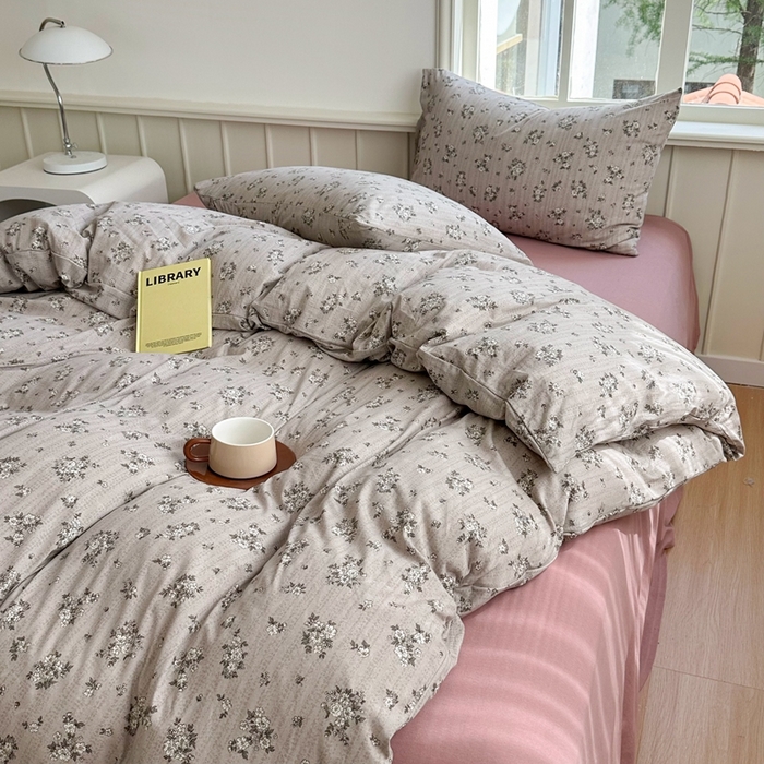 91家纺网 家纺一手货源 找家纺 博尔菲 2025新款全棉针织棉四件套 卡底国风芍药