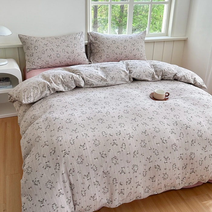 91家纺网 家纺一手货源 找家纺 博尔菲 2025新款全棉针织棉四件套 卡底国风芍药