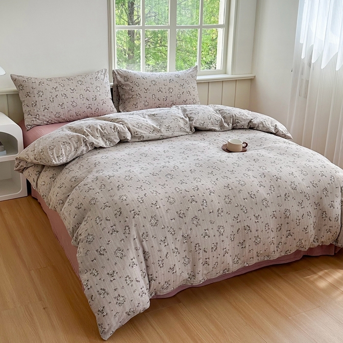 91家纺网 家纺一手货源 找家纺 博尔菲 2025新款全棉针织棉四件套 卡底国风芍药