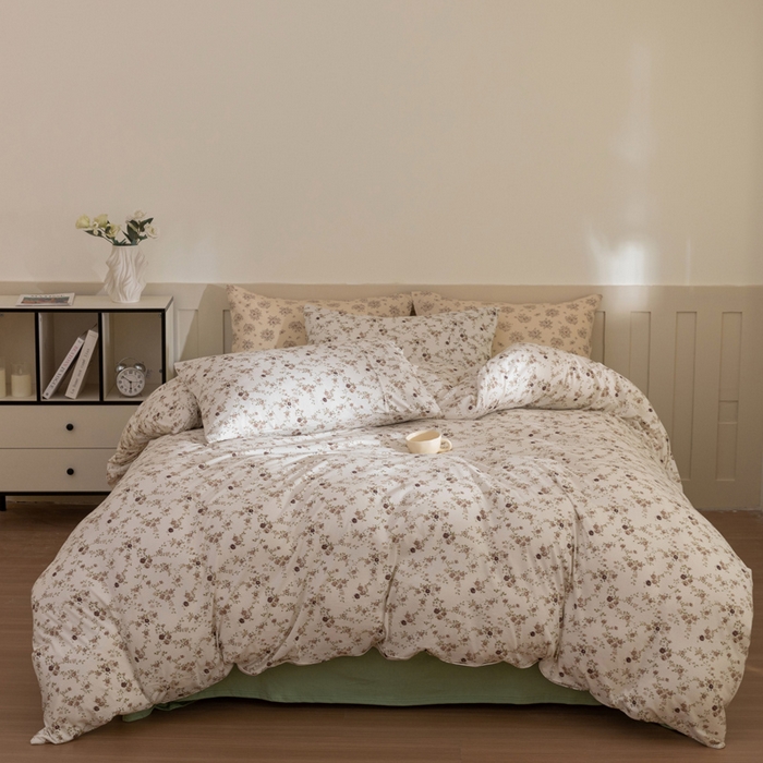 博尔菲 2025新款全棉针织棉四件套 米底春藤杜鹃