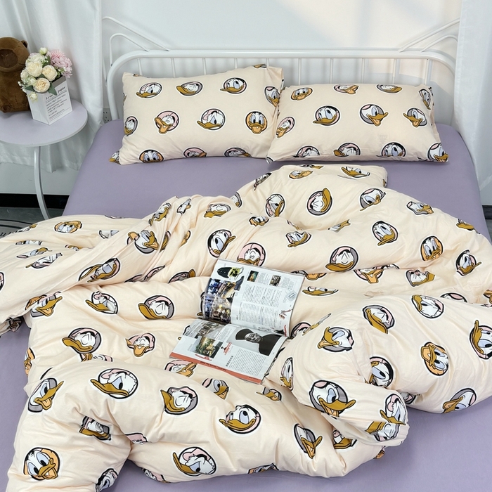 91家纺网 家纺一手货源 找家纺 博尔菲 2025新款全棉针织棉四件套 米底唐老鸭