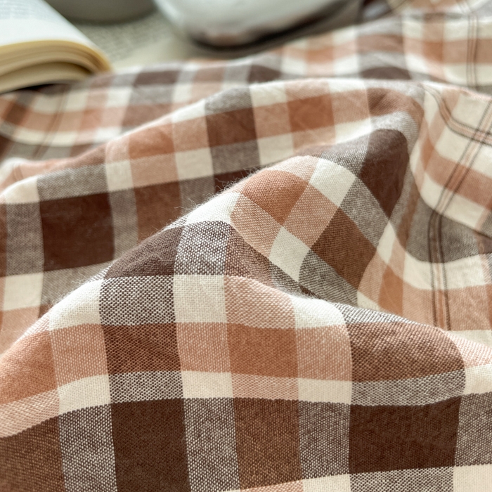 91家纺网 家纺一手货源 找家纺 ab家纺 2025新款40支色织a类全棉水洗棉四件套 茶里-咖