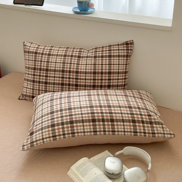 91家纺网 家纺一手货源 找家纺 ab家纺 2025新款40支色织a类全棉水洗棉四件套 茶里-咖