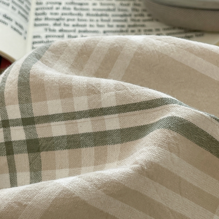 91家纺网 家纺一手货源 找家纺 ab家纺 2025新款40支色织a类全棉水洗棉四件套 富士格-咖