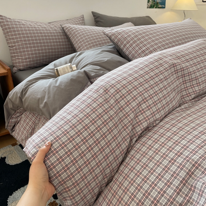 91家纺网 家纺一手货源 找家纺 ab家纺 2025新款40支色织a类全棉水洗棉四件套 麦斯-灰