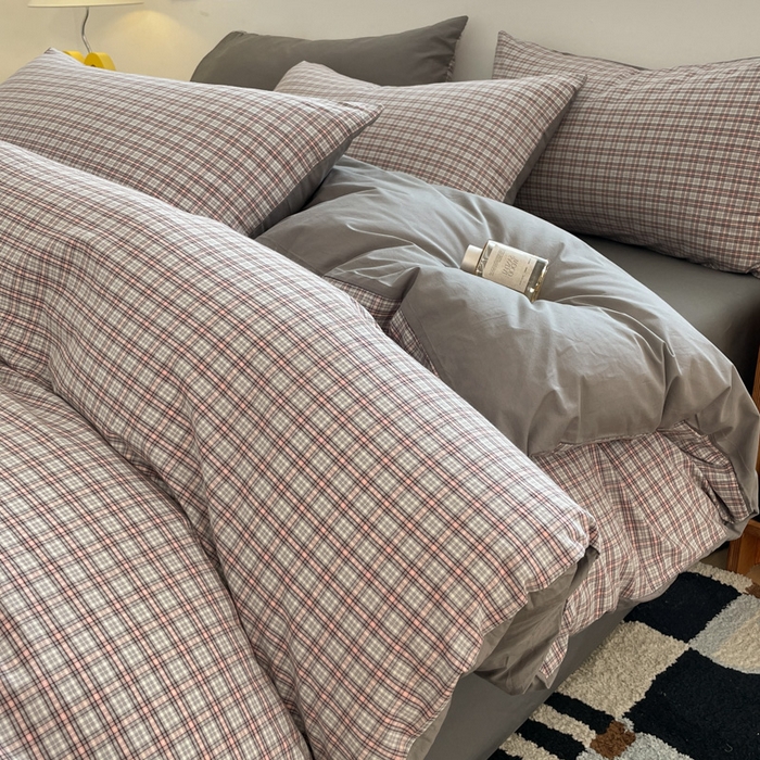 91家纺网 家纺一手货源 找家纺 ab家纺 2025新款40支色织a类全棉水洗棉四件套 麦斯-灰