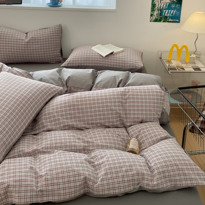 91家纺网 家纺一手货源 找家纺 ab家纺 2025新款40支色织a类全棉水洗棉四件套 麦斯-灰