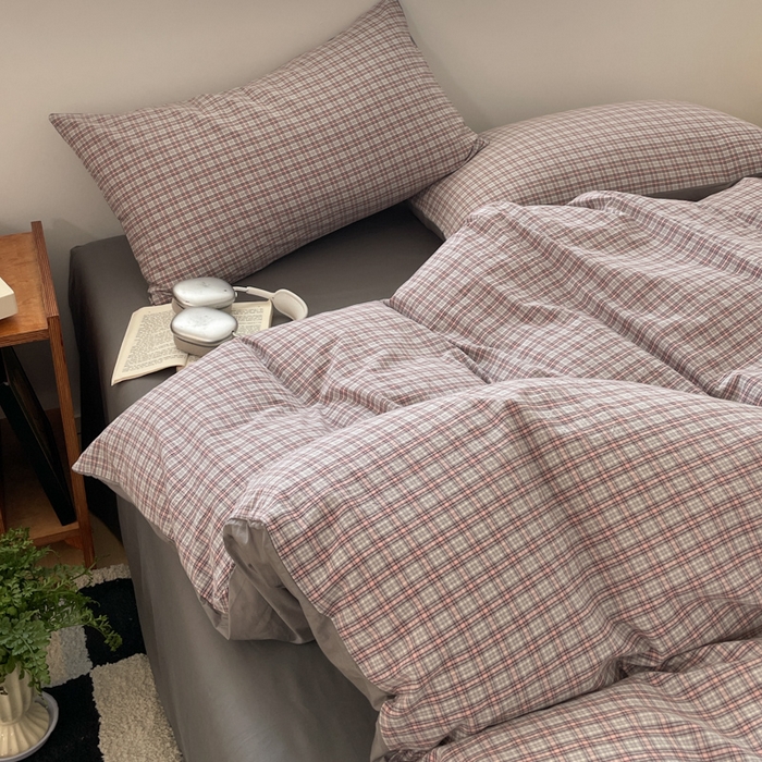 91家纺网 家纺一手货源 找家纺 ab家纺 2025新款40支色织a类全棉水洗棉四件套 麦斯-灰