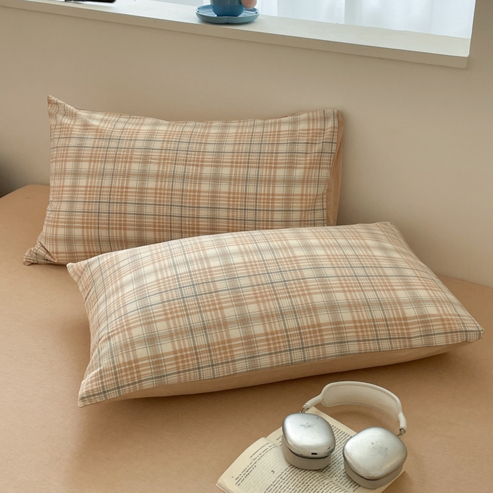 91家纺网 家纺一手货源 找家纺 ab家纺 2025新款40支色织a类全棉水洗棉四件套 觅果-卡其