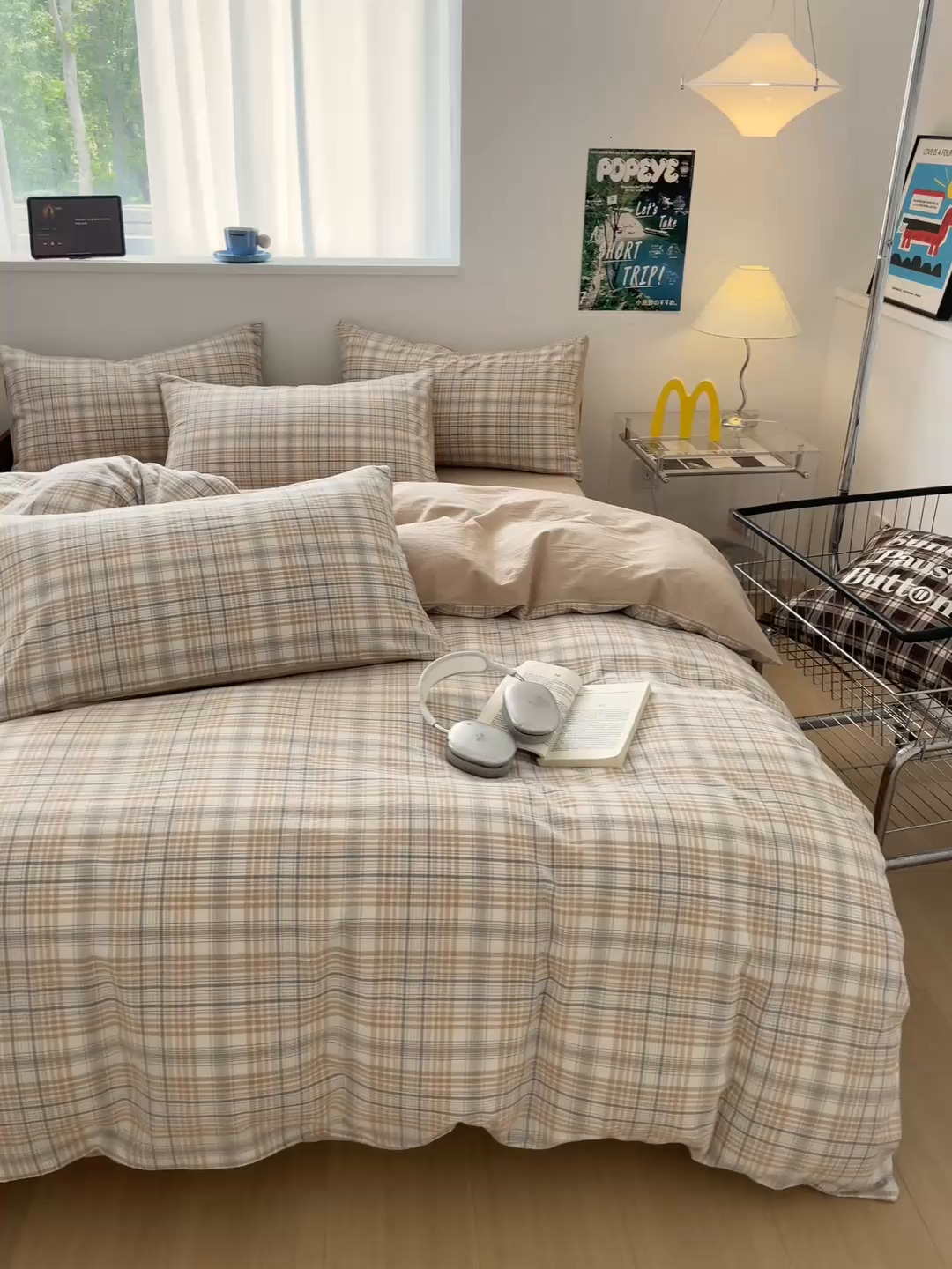 91家纺网 家纺一手货源 找家纺 ab家纺 2025新款40支色织a类全棉水洗棉四件套 觅果-卡其