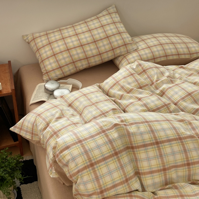 91家纺网 家纺一手货源 找家纺 ab家纺 2025新款40支色织a类全棉水洗棉四件套 楠艺-咖