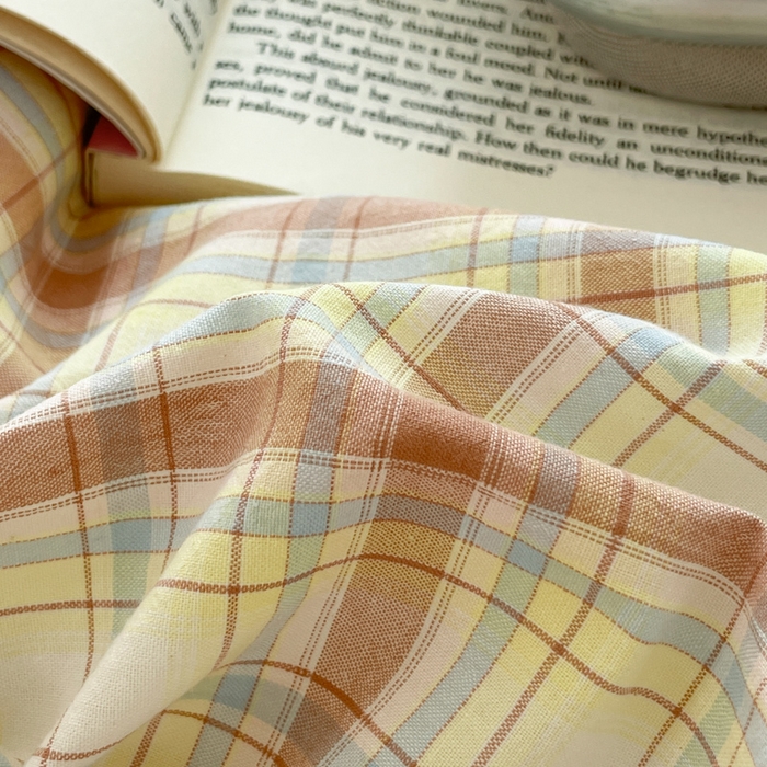 91家纺网 家纺一手货源 找家纺 ab家纺 2025新款40支色织a类全棉水洗棉四件套 楠艺-咖