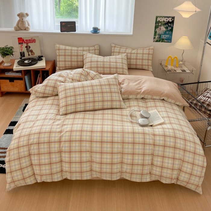 ab家纺 2025新款40支色织a类全棉水洗棉四件套 楠艺-咖