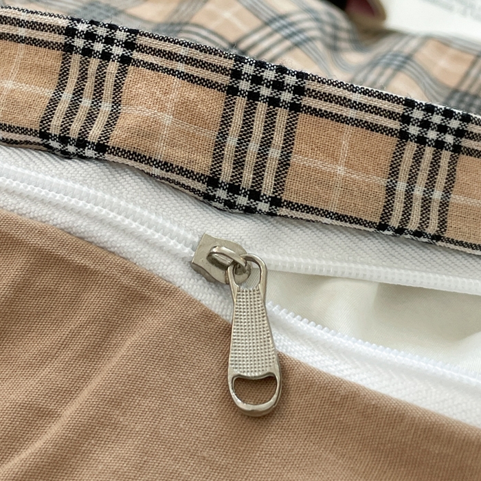 91家纺网 家纺一手货源 找家纺 ab家纺 2025新款40支色织a类全棉水洗棉四件套 千寻-咖