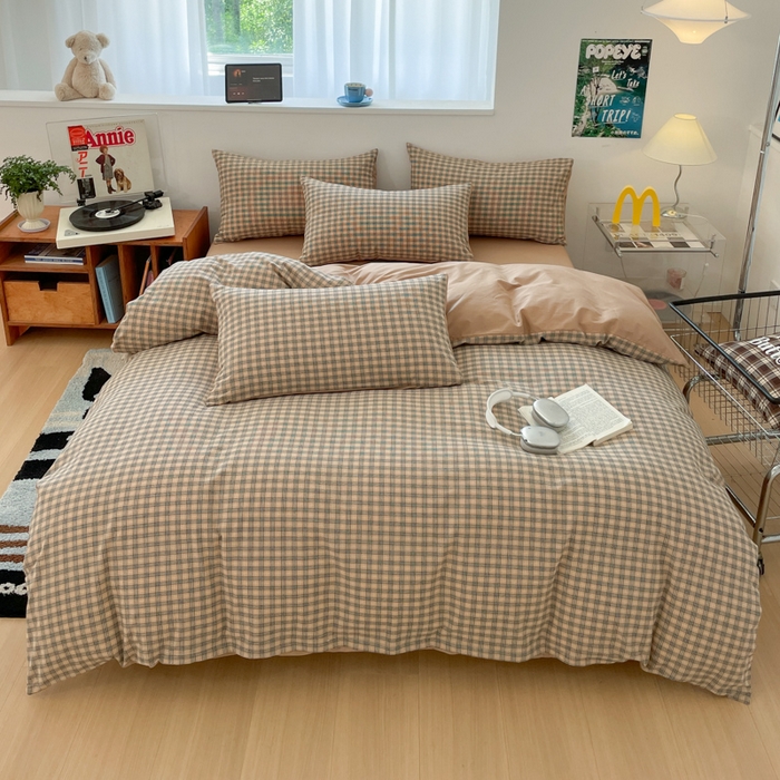 ab家纺 2025新款40支色织a类全棉水洗棉四件套 千寻-咖