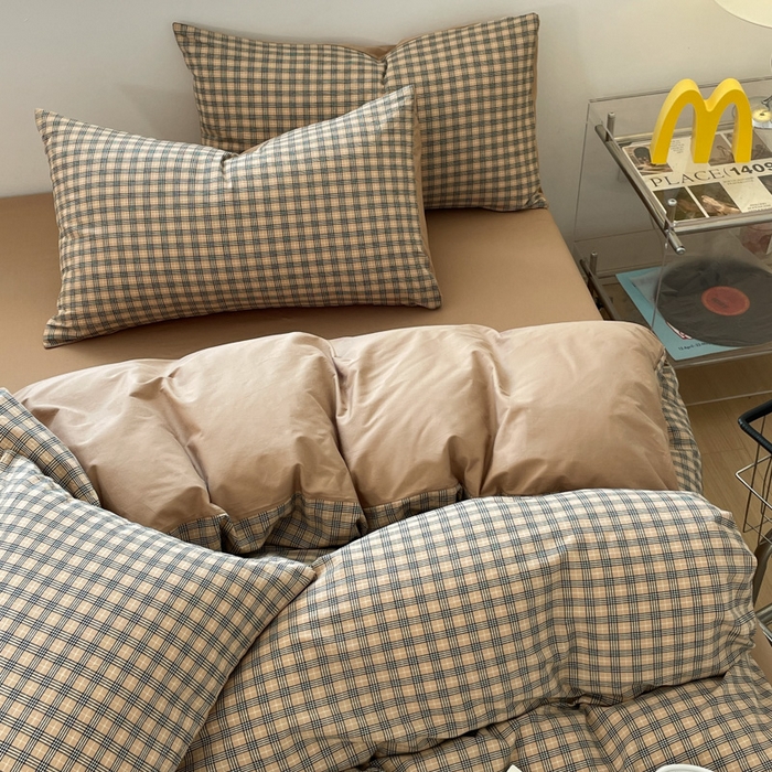 91家纺网 家纺一手货源 找家纺 ab家纺 2025新款40支色织a类全棉水洗棉四件套 千寻-咖