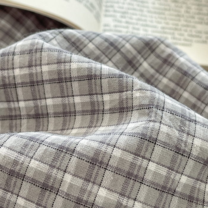 91家纺网 家纺一手货源 找家纺 ab家纺 2025新款40支色织a类全棉水洗棉四件套 若兮-灰