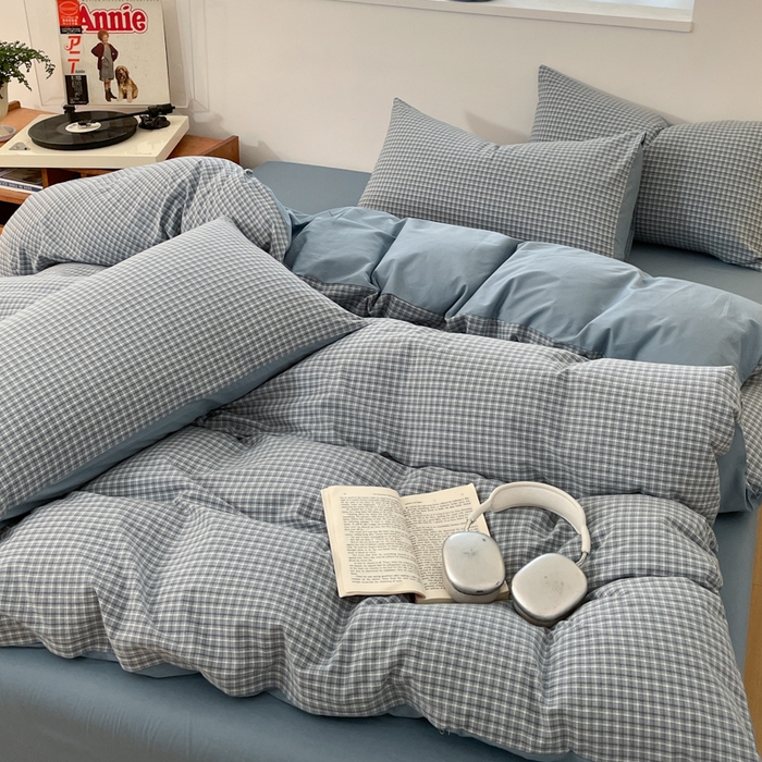 91家纺网 家纺一手货源 找家纺 ab家纺 2025新款40支色织a类全棉水洗棉四件套 若兮-兰