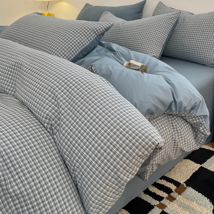 91家纺网 家纺一手货源 找家纺 ab家纺 2025新款40支色织a类全棉水洗棉四件套 若兮-兰