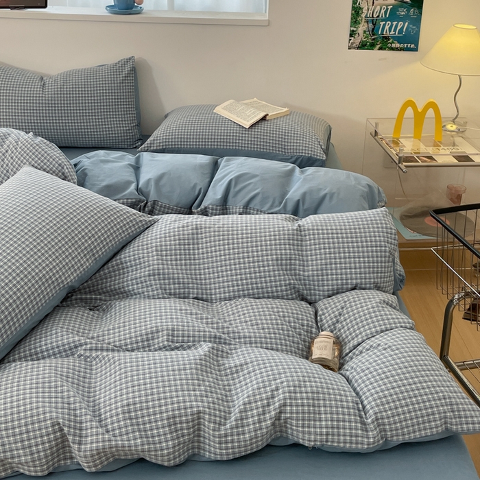 91家纺网 家纺一手货源 找家纺 ab家纺 2025新款40支色织a类全棉水洗棉四件套 若兮-兰