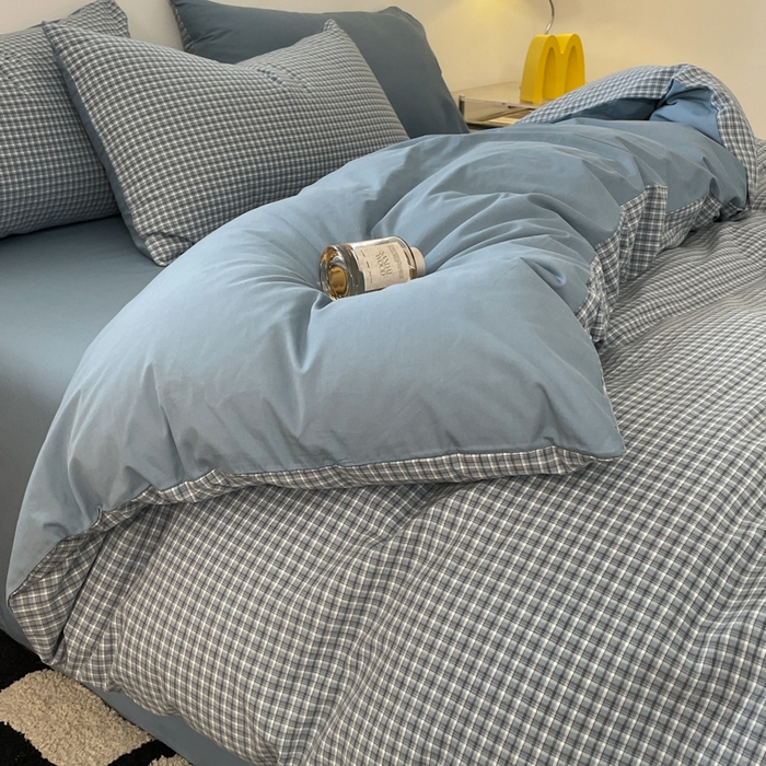 91家纺网 家纺一手货源 找家纺 ab家纺 2025新款40支色织a类全棉水洗棉四件套 若兮-兰