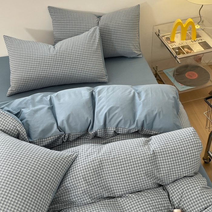 91家纺网 家纺一手货源 找家纺 ab家纺 2025新款40支色织a类全棉水洗棉四件套 若兮-兰