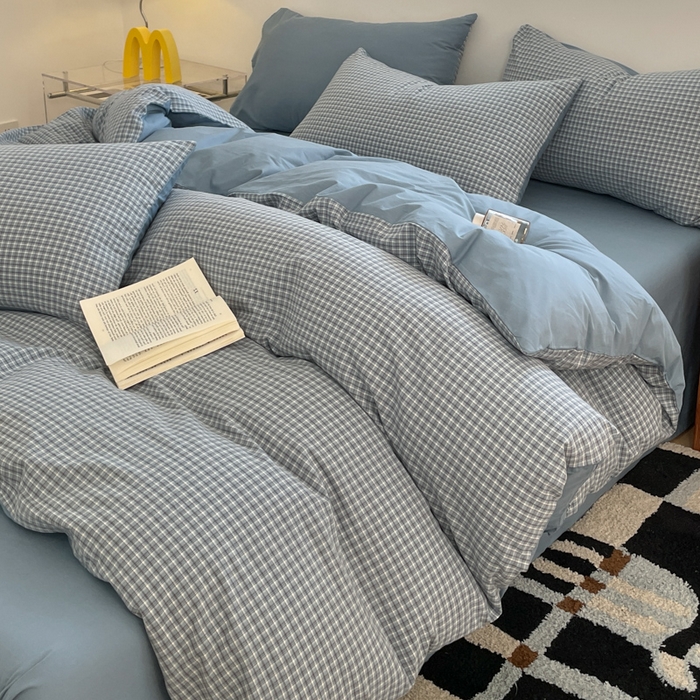 91家纺网 家纺一手货源 找家纺 ab家纺 2025新款40支色织a类全棉水洗棉四件套 若兮-兰