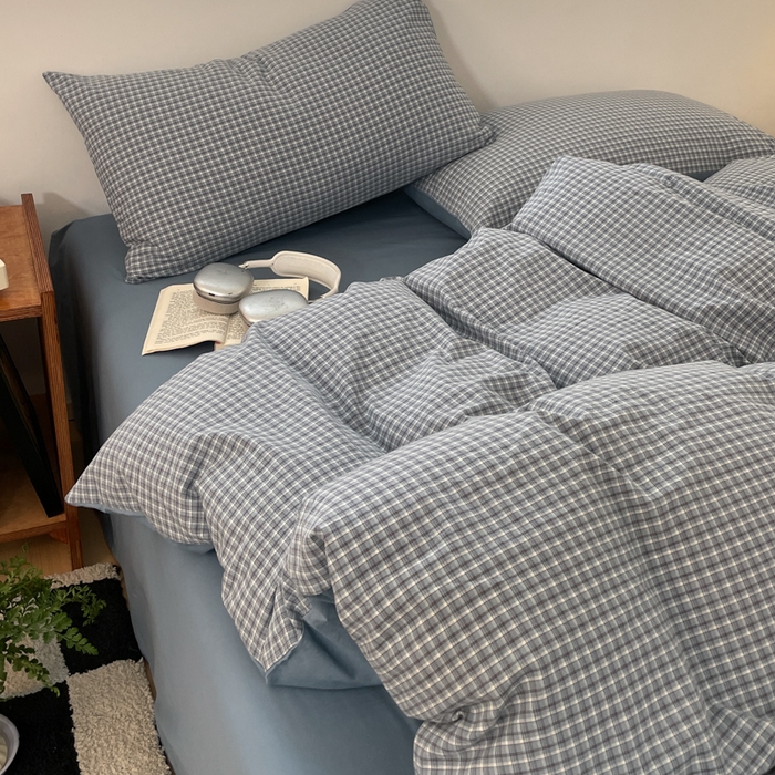 91家纺网 家纺一手货源 找家纺 ab家纺 2025新款40支色织a类全棉水洗棉四件套 若兮-兰