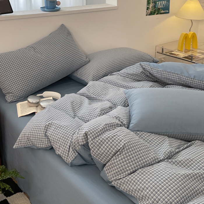 91家纺网 家纺一手货源 找家纺 ab家纺 2025新款40支色织a类全棉水洗棉四件套 若兮-兰