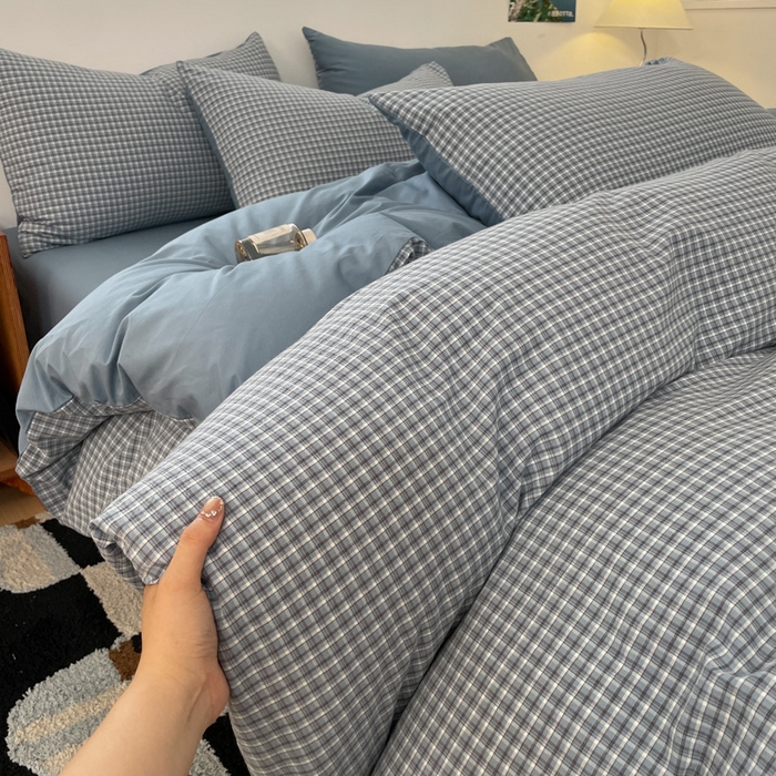 91家纺网 家纺一手货源 找家纺 ab家纺 2025新款40支色织a类全棉水洗棉四件套 若兮-兰