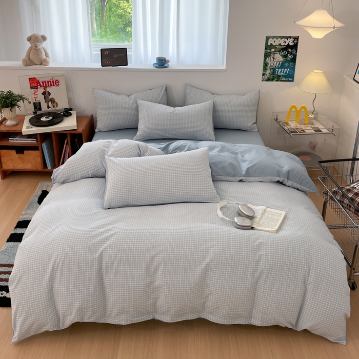 ab家纺 2025新款40支色织a类全棉水洗棉四件套 森浅-兰