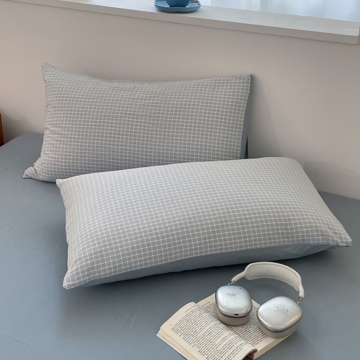 91家纺网 家纺一手货源 找家纺 ab家纺 2025新款40支色织a类全棉水洗棉四件套 森浅-兰