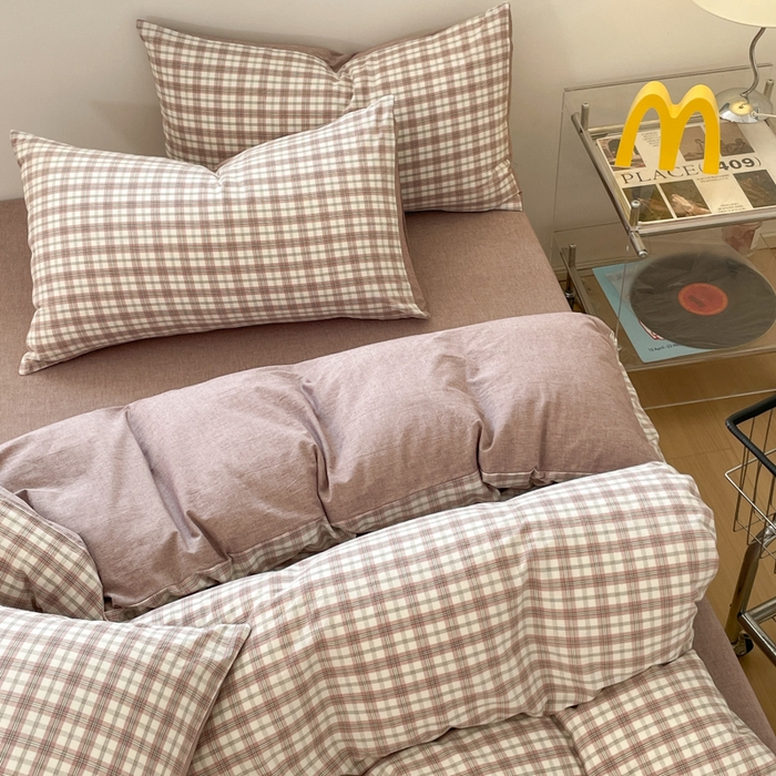 91家纺网 家纺一手货源 找家纺 ab家纺 2025新款40支色织a类全棉水洗棉四件套 芷安灰紫