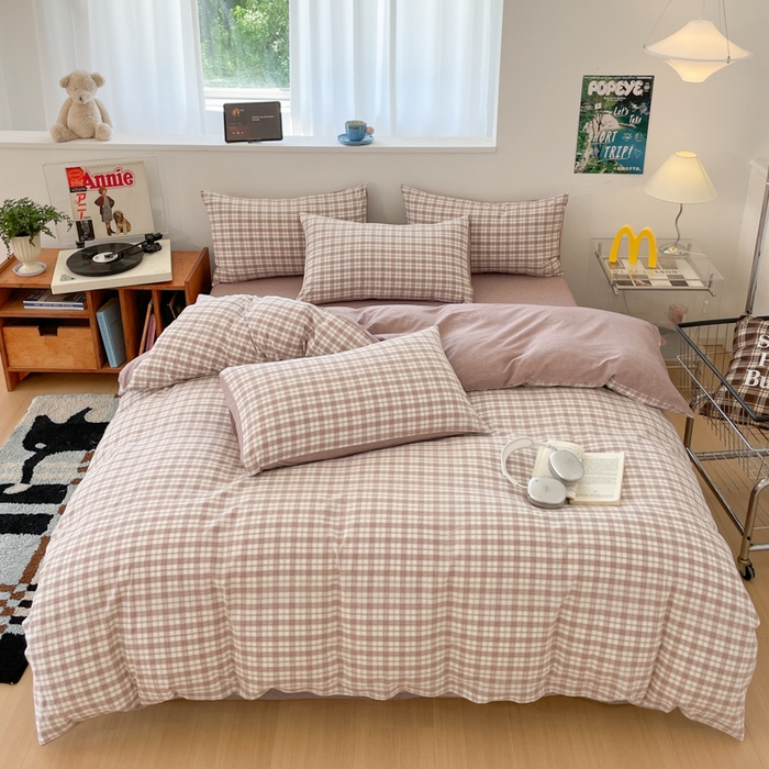 ab家纺 2025新款40支色织a类全棉水洗棉四件套 芷安灰紫