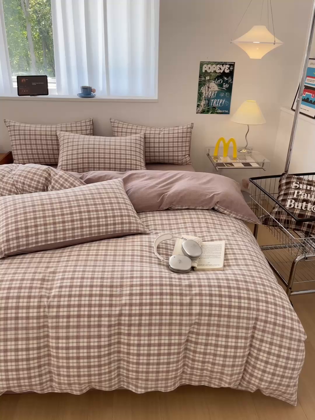 91家纺网 家纺一手货源 找家纺 ab家纺 2025新款40支色织a类全棉水洗棉四件套 芷安灰紫