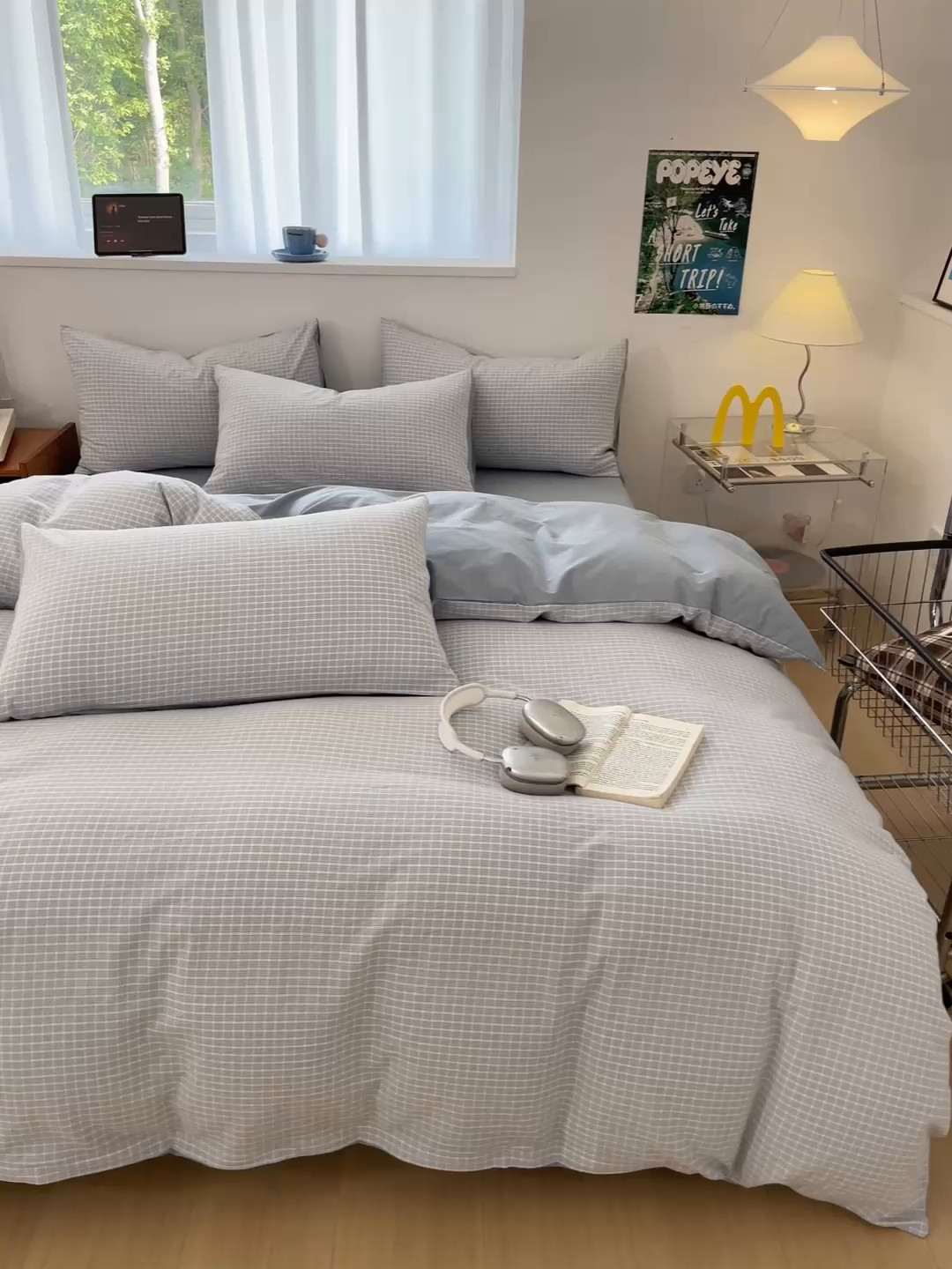 91家纺网 家纺一手货源 找家纺 ab家纺 2025新款40支色织a类全棉水洗棉四件套 森浅-兰