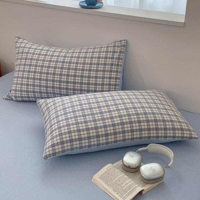 91家纺网 家纺一手货源 找家纺 ab家纺 2025新款40支色织a类全棉水洗棉四件套 芷安蓝